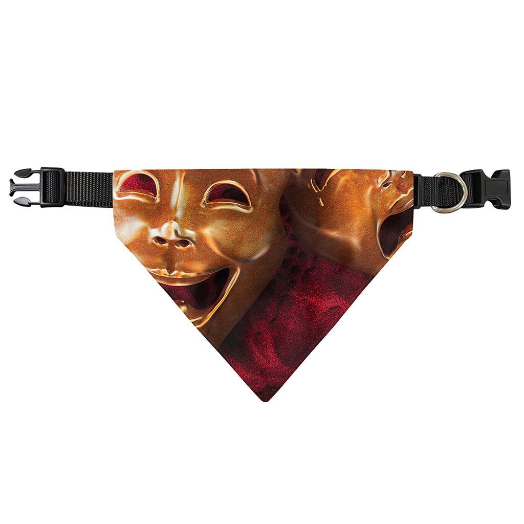 Comedy And Tragedy Theater Masks Print Over The Collar Dog Bandana