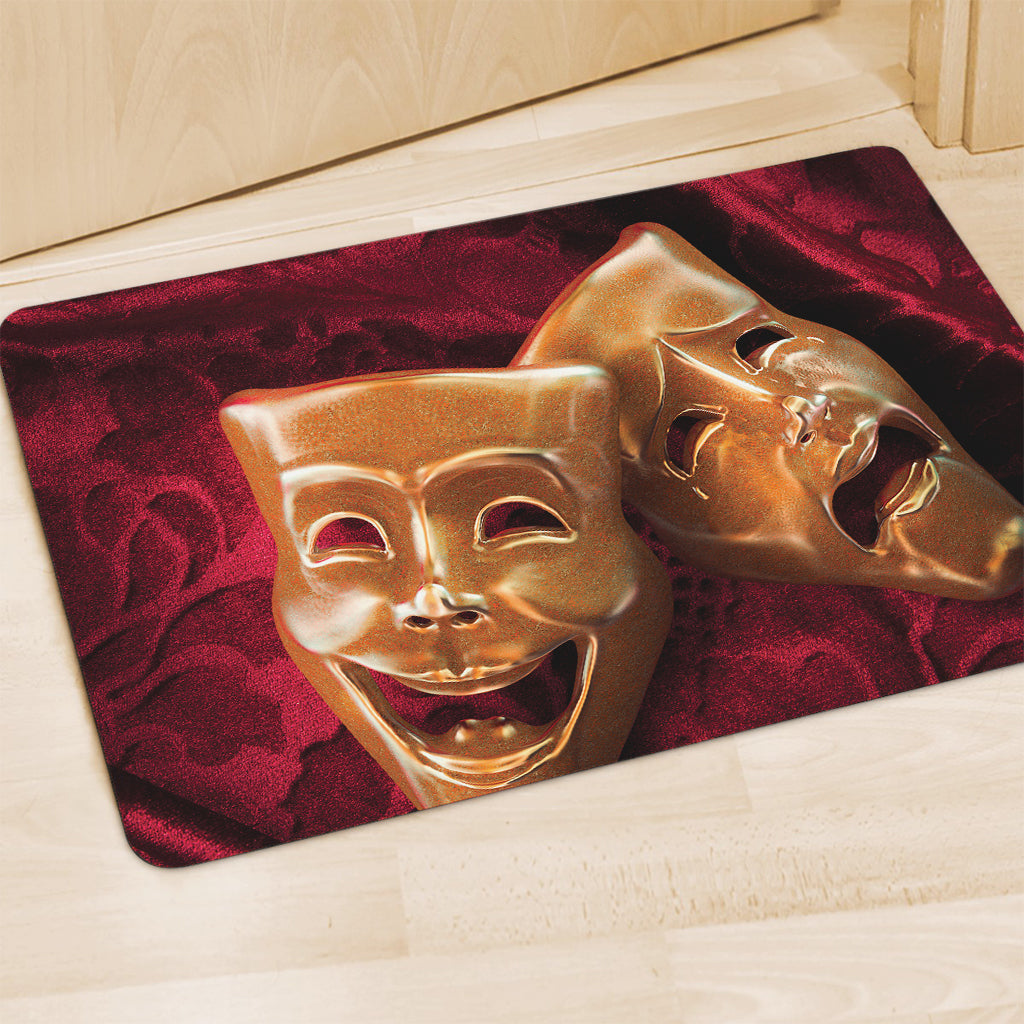Comedy And Tragedy Theater Masks Print Polyester Doormat