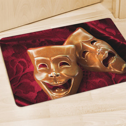 Comedy And Tragedy Theater Masks Print Polyester Doormat