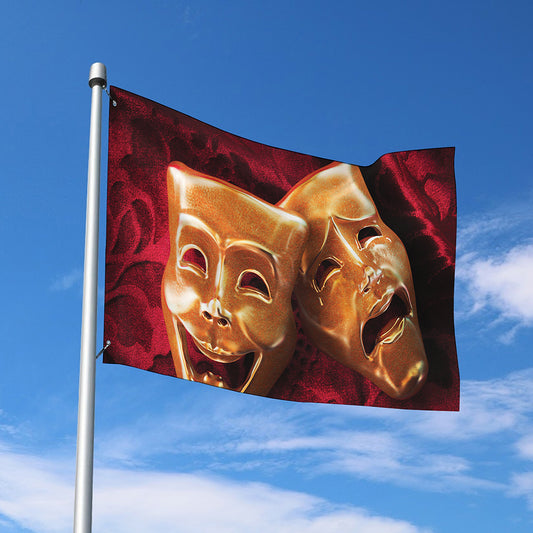 Comedy And Tragedy Theater Masks Print Polyester Flag