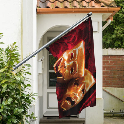 Comedy And Tragedy Theater Masks Print Polyester Flag
