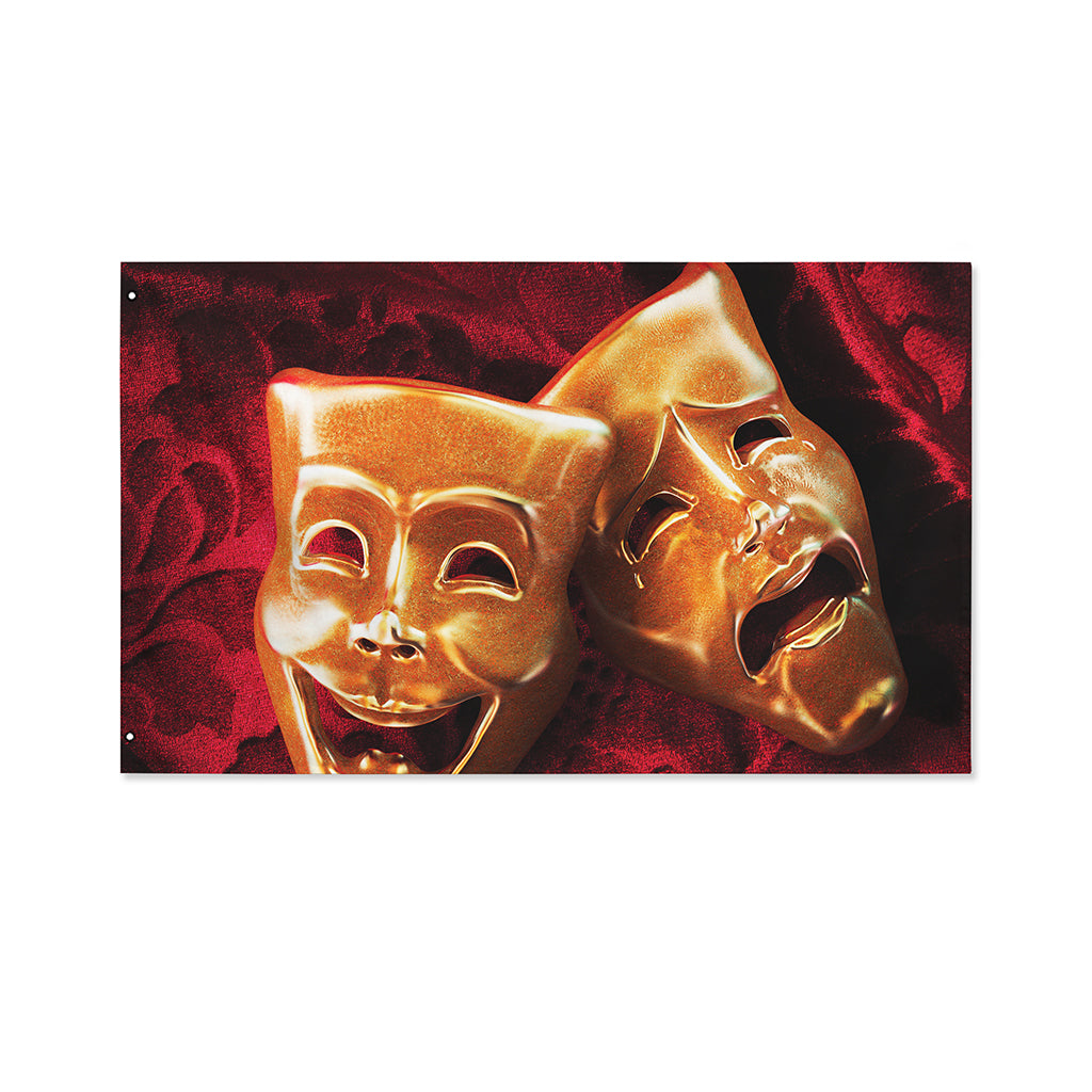 Comedy And Tragedy Theater Masks Print Polyester Flag