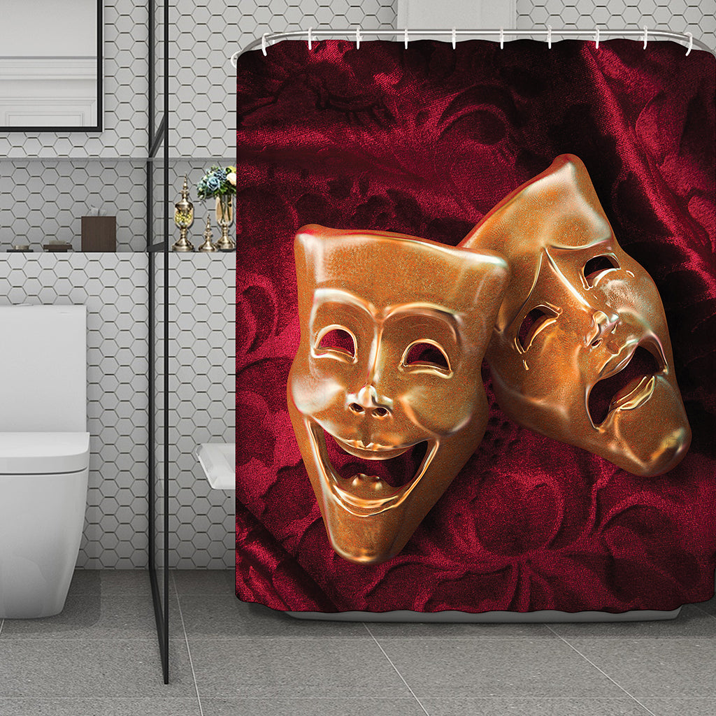Comedy And Tragedy Theater Masks Print Polyester Shower Curtain