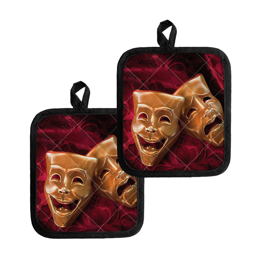 Comedy And Tragedy Theater Masks Print Pot Holders