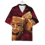 Comedy And Tragedy Theater Masks Print Rayon Hawaiian Shirt