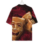 Comedy And Tragedy Theater Masks Print Rayon Hawaiian Shirt