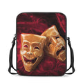 Comedy And Tragedy Theater Masks Print Rectangular Crossbody Bag