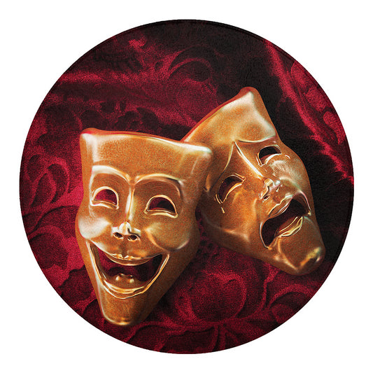 Comedy And Tragedy Theater Masks Print Round Blanket