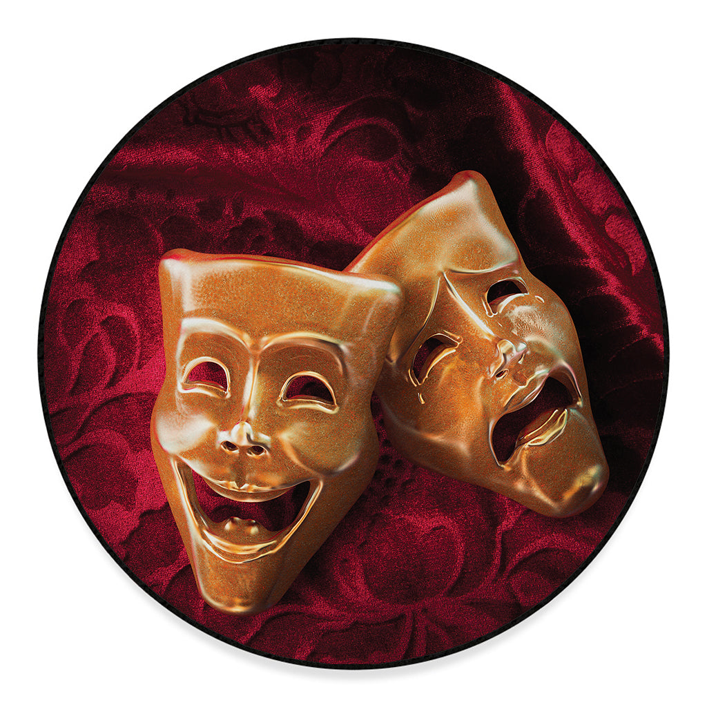 Comedy And Tragedy Theater Masks Print Round Floor Mat