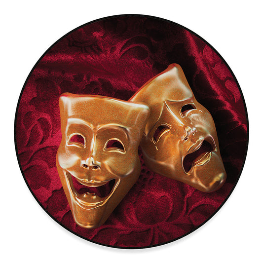 Comedy And Tragedy Theater Masks Print Round Floor Mat