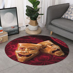 Comedy And Tragedy Theater Masks Print Round Rug