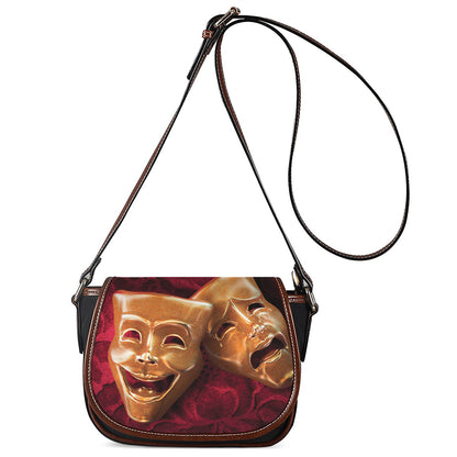 Comedy And Tragedy Theater Masks Print Saddle Bag