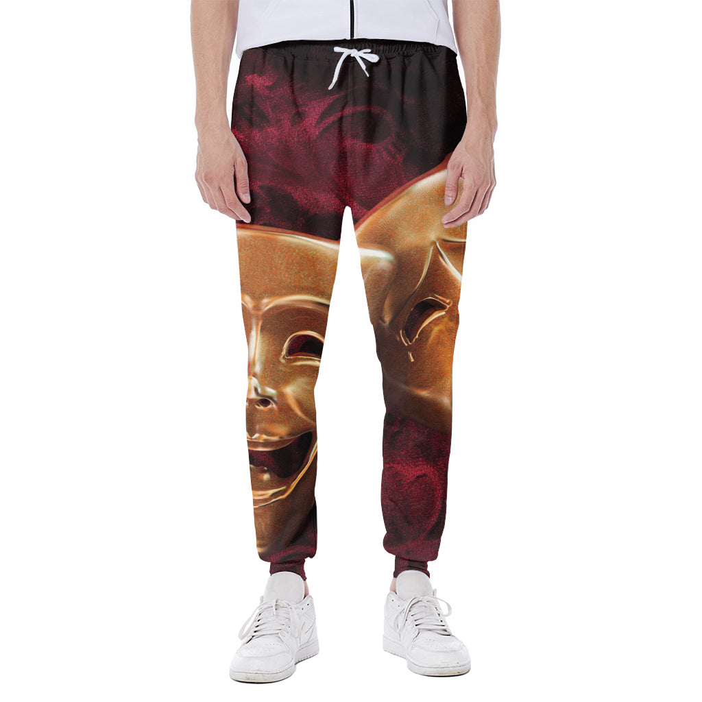 Comedy And Tragedy Theater Masks Print Scuba Joggers