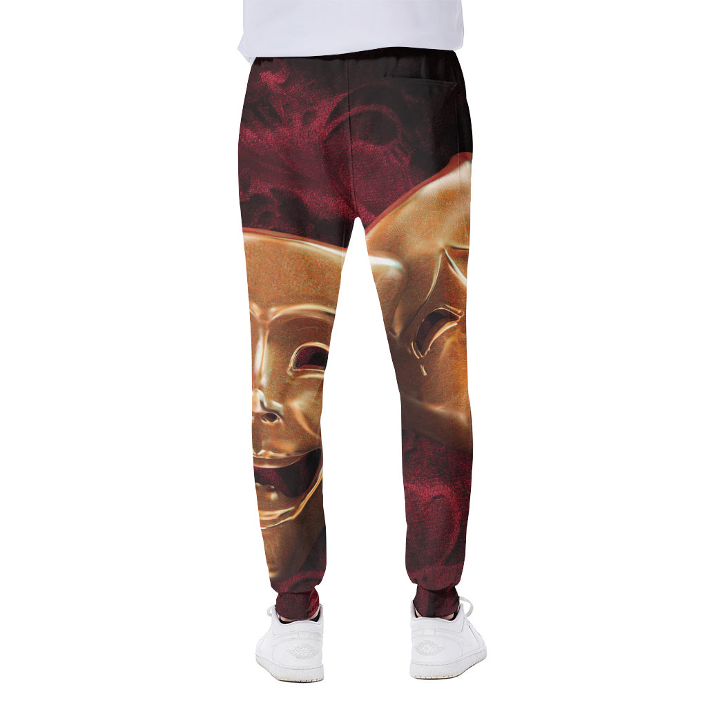 Comedy And Tragedy Theater Masks Print Scuba Joggers