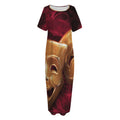 Comedy And Tragedy Theater Masks Print Short Sleeve Long Nightdress
