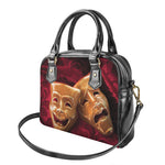 Comedy And Tragedy Theater Masks Print Shoulder Handbag