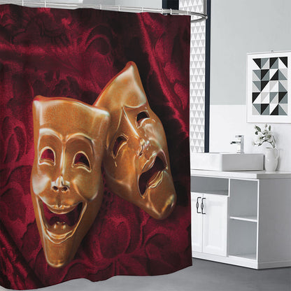 Comedy And Tragedy Theater Masks Print Shower Curtain
