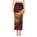 Comedy And Tragedy Theater Masks Print Side Slit Maxi Skirt
