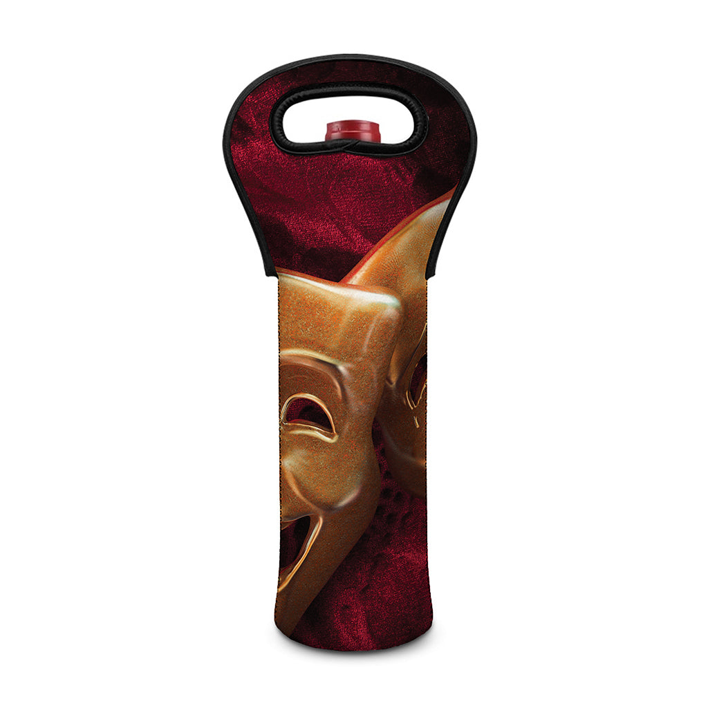 Comedy And Tragedy Theater Masks Print Single Neoprene Wine Tote