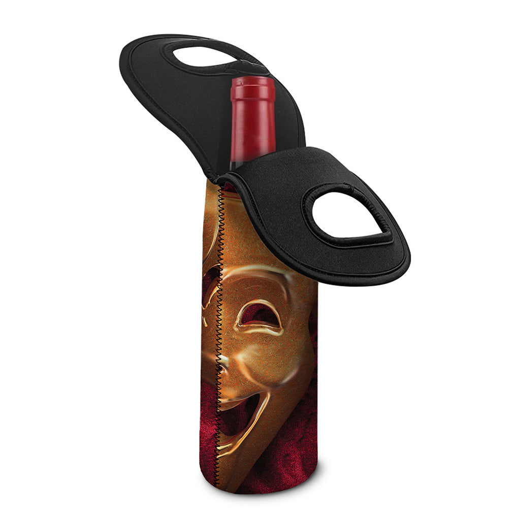 Comedy And Tragedy Theater Masks Print Single Neoprene Wine Tote