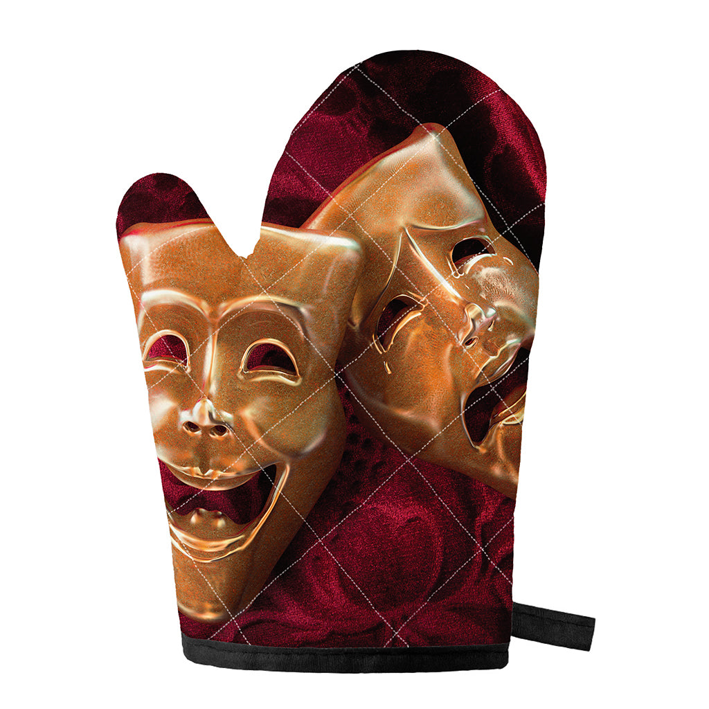 Comedy And Tragedy Theater Masks Print Single Oven Mitt