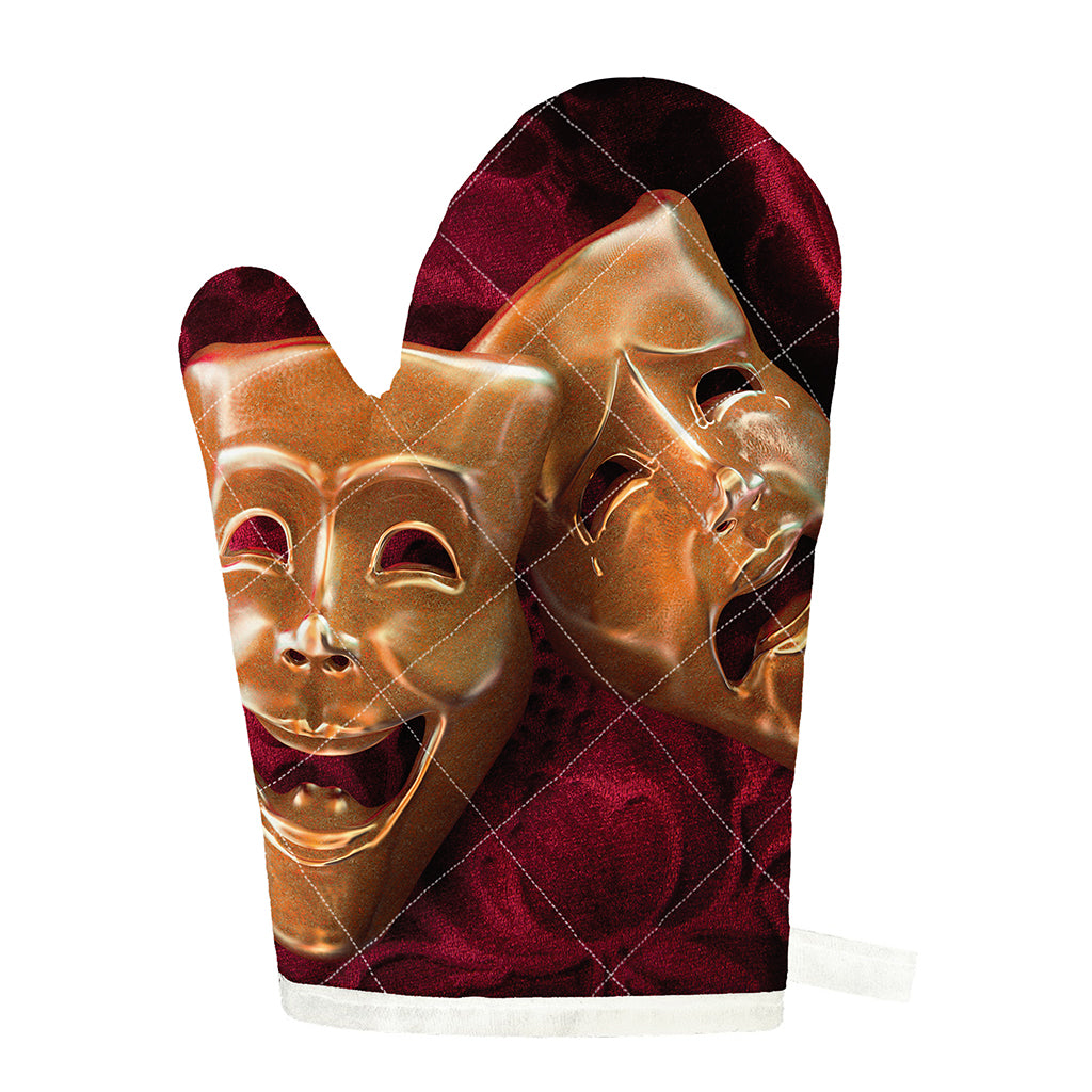 Comedy And Tragedy Theater Masks Print Single Oven Mitt