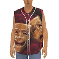 Comedy And Tragedy Theater Masks Print Sleeveless Baseball Jersey