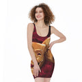 Comedy And Tragedy Theater Masks Print Sleeveless Bodycon Dress