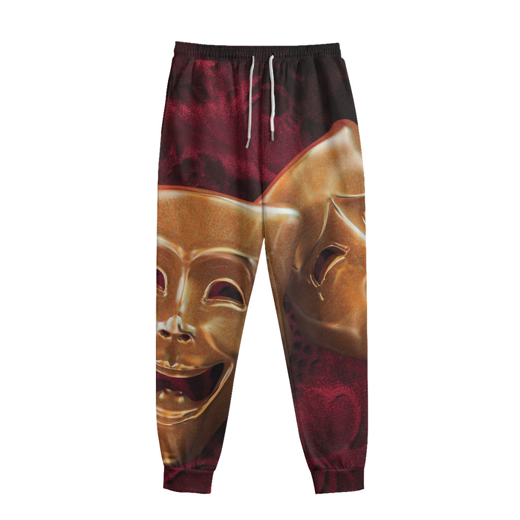 Comedy And Tragedy Theater Masks Print Sweatpants