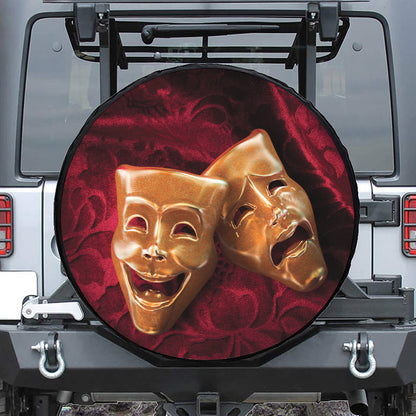 Comedy And Tragedy Theater Masks Print Tire Cover
