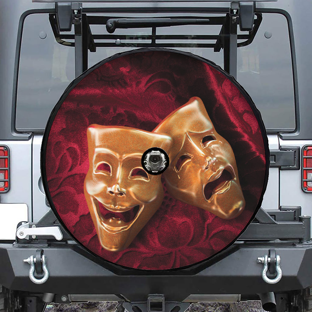 Comedy And Tragedy Theater Masks Print Tire Cover With Camera Hole