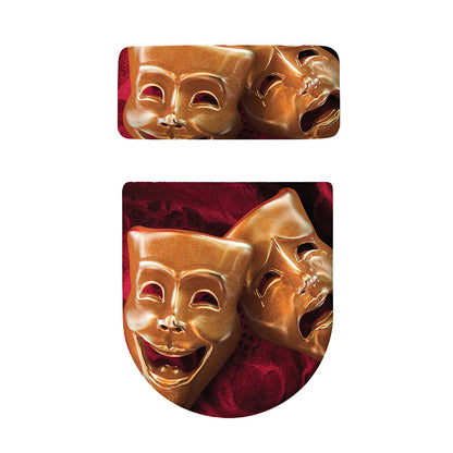 Comedy And Tragedy Theater Masks Print Toilet Lid And Tank Cover Set