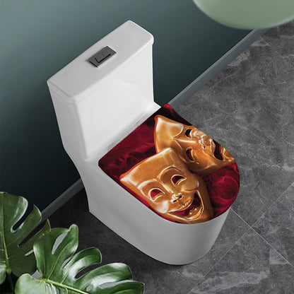 Comedy And Tragedy Theater Masks Print Toilet Lid Cover