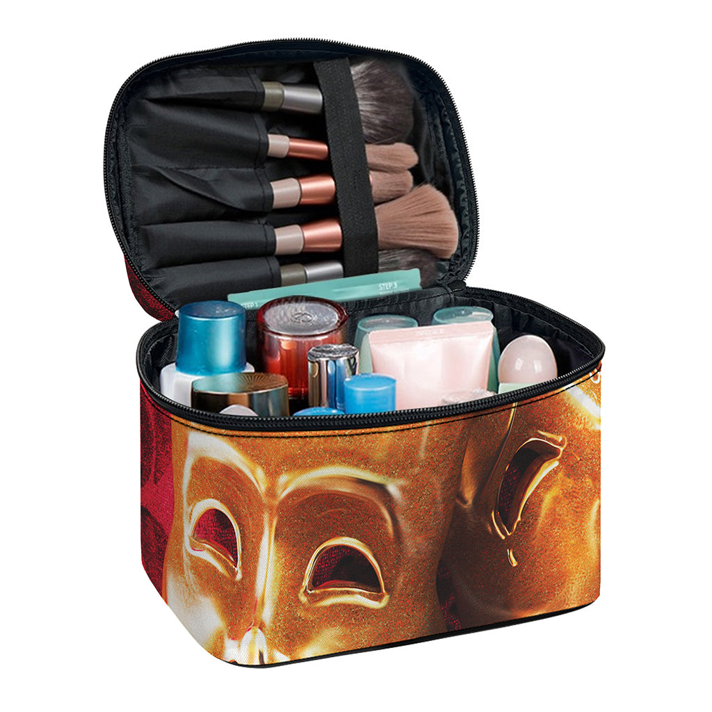 Comedy And Tragedy Theater Masks Print Travel Makeup Bag