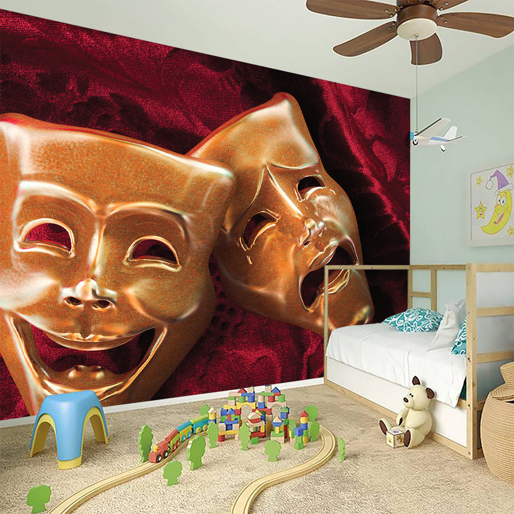 Comedy And Tragedy Theater Masks Print Wall Sticker