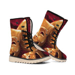 Comedy And Tragedy Theater Masks Print Winter Boots