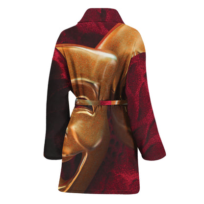 Comedy And Tragedy Theater Masks Print Women's Bathrobe