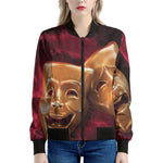 Comedy And Tragedy Theater Masks Print Women's Bomber Jacket