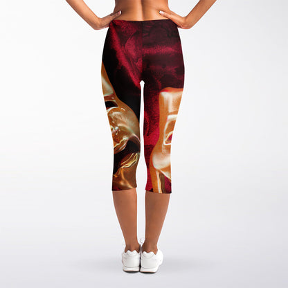 Comedy And Tragedy Theater Masks Print Women's Capri Leggings