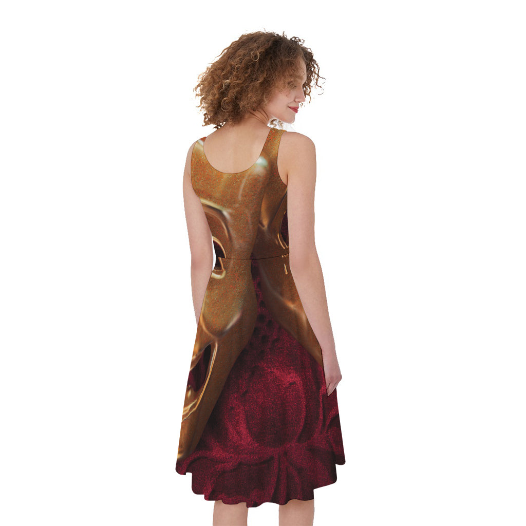 Comedy And Tragedy Theater Masks Print Women's Sleeveless Dress