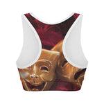 Comedy And Tragedy Theater Masks Print Women's Sports Bra