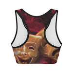 Comedy And Tragedy Theater Masks Print Women's Sports Bra