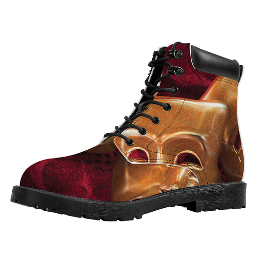 Comedy And Tragedy Theater Masks Print Work Boots