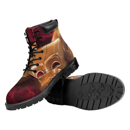 Comedy And Tragedy Theater Masks Print Work Boots