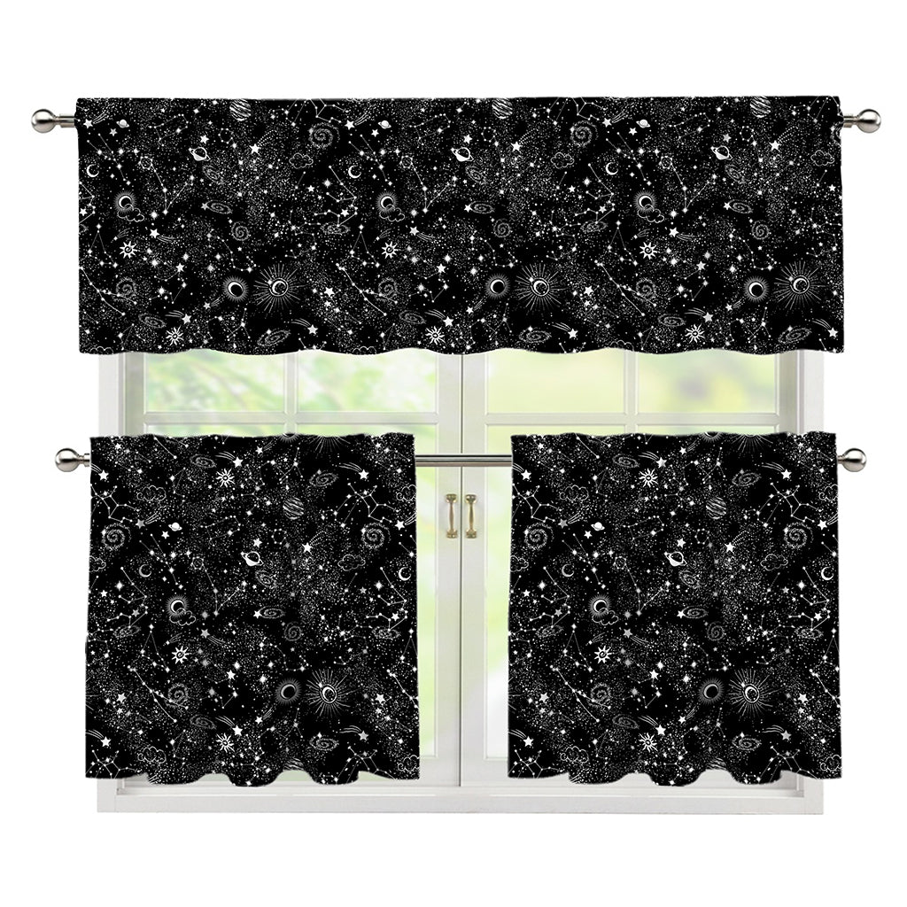 Constellation Galaxy Pattern Print 3 Piece Kitchen Curtains