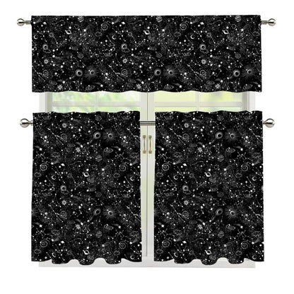 Constellation Galaxy Pattern Print 3 Piece Kitchen Curtains