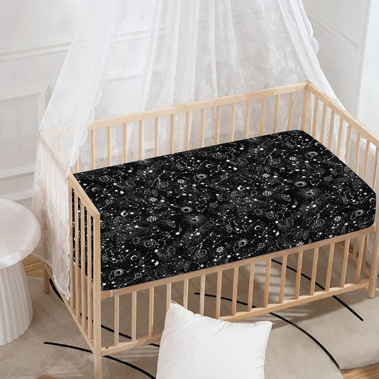 Constellation Galaxy Pattern Print Baby Crib Sheet