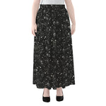 Constellation Galaxy Pattern Print Chiffon Maxi Skirt