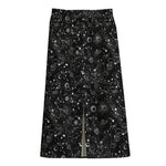 Constellation Galaxy Pattern Print Cotton Front Slit Maxi Skirt