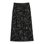 Constellation Galaxy Pattern Print Cotton Front Slit Maxi Skirt